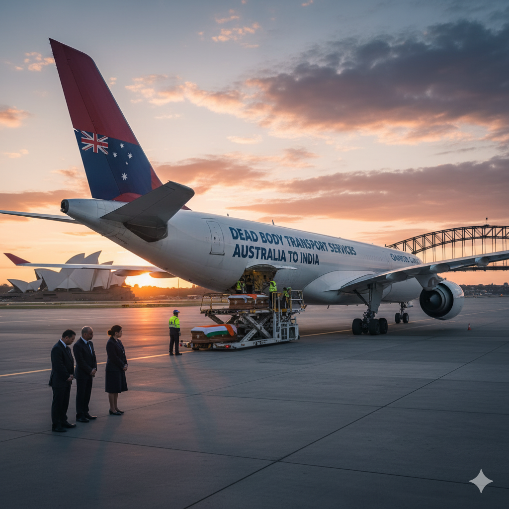 dead body transport from Australia to India